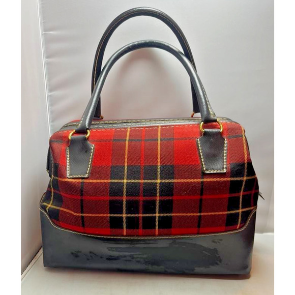 Vintage PLAID Hand Bag or Travel Case 2 Handled Mid Century - Picture 2 of 5